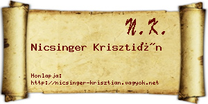 Nicsinger Krisztián névjegykártya